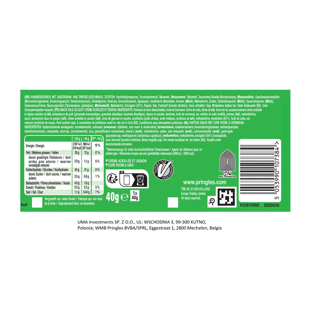 Pringles Sour Cream & Onion (2x 12x 40 g) – der unwiderstehliche Snack-Klassiker in der praktischen Dose – knackige Chips mit - und Zwiebel-Geschmack – Pop. Play. Eat.