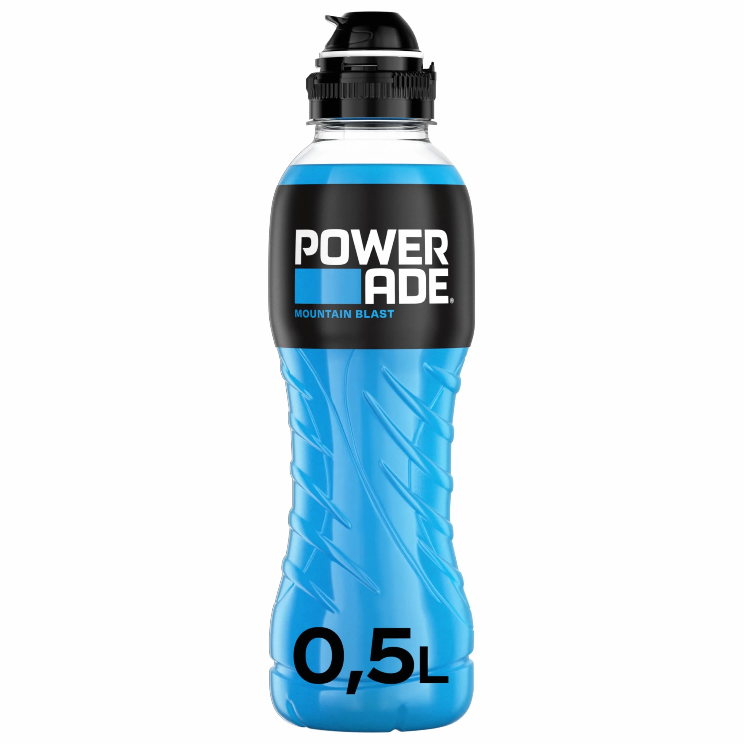 Powerade Sports Mountain Blast, kalorienarmes Sportgetränk mit Fruchtmix-Geschmack, mit Elektrolyten, Sport Drink in stylischen Einweg Flaschen (12 x 500 ml)