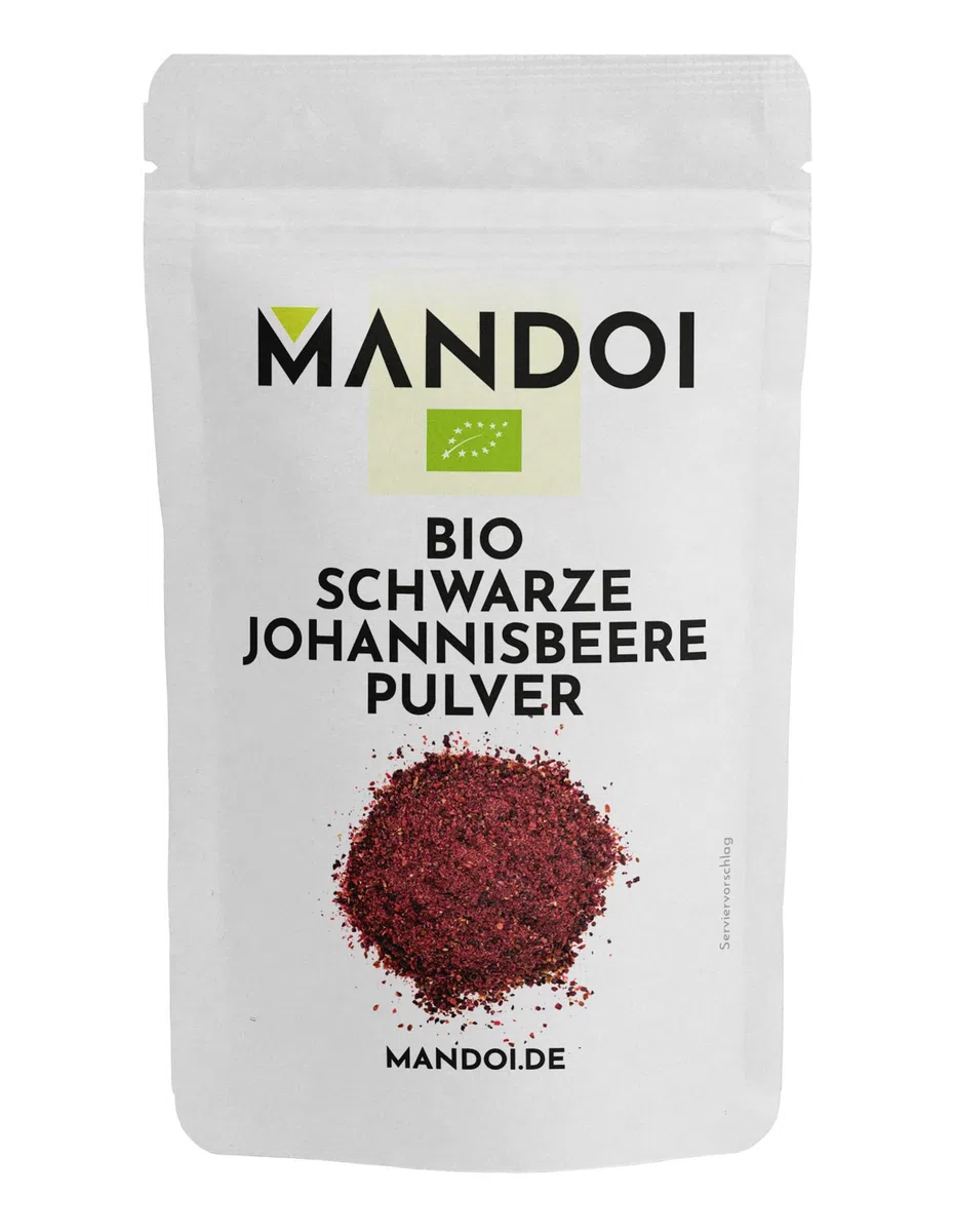 BIO schwarze Johannisbeere Pulver, 100g. Fruchtpulver aus 100% Johannisbeeren ohne Zusätze, black currant powder