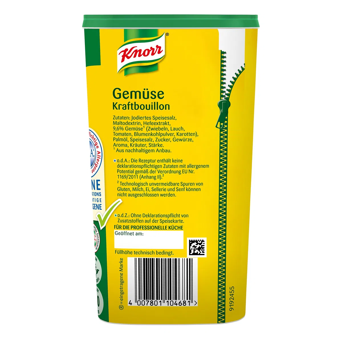 Knorr Gemüse Kraftbouillon (Gemüsebrühe mit Suppengrün, rein pflanzlich, vegan) 1er Pack (1 x 1 kg)