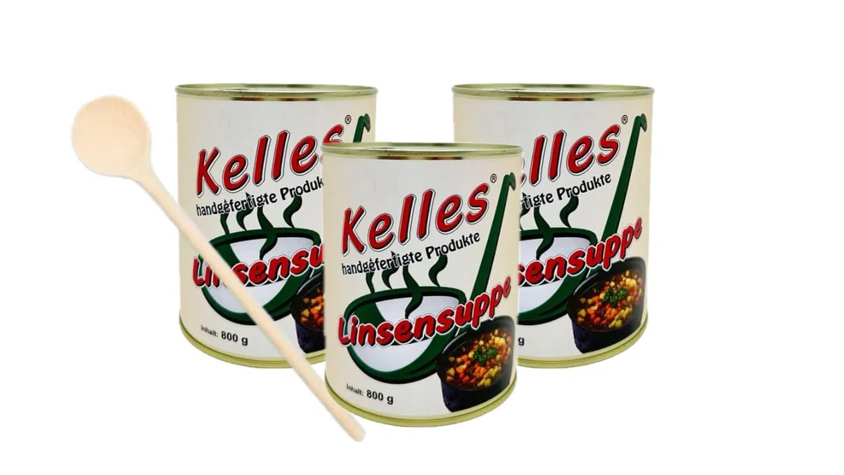 Kelles original Linsensuppe 3x 800g handgefertigt + tranditionellem Holzlöffel