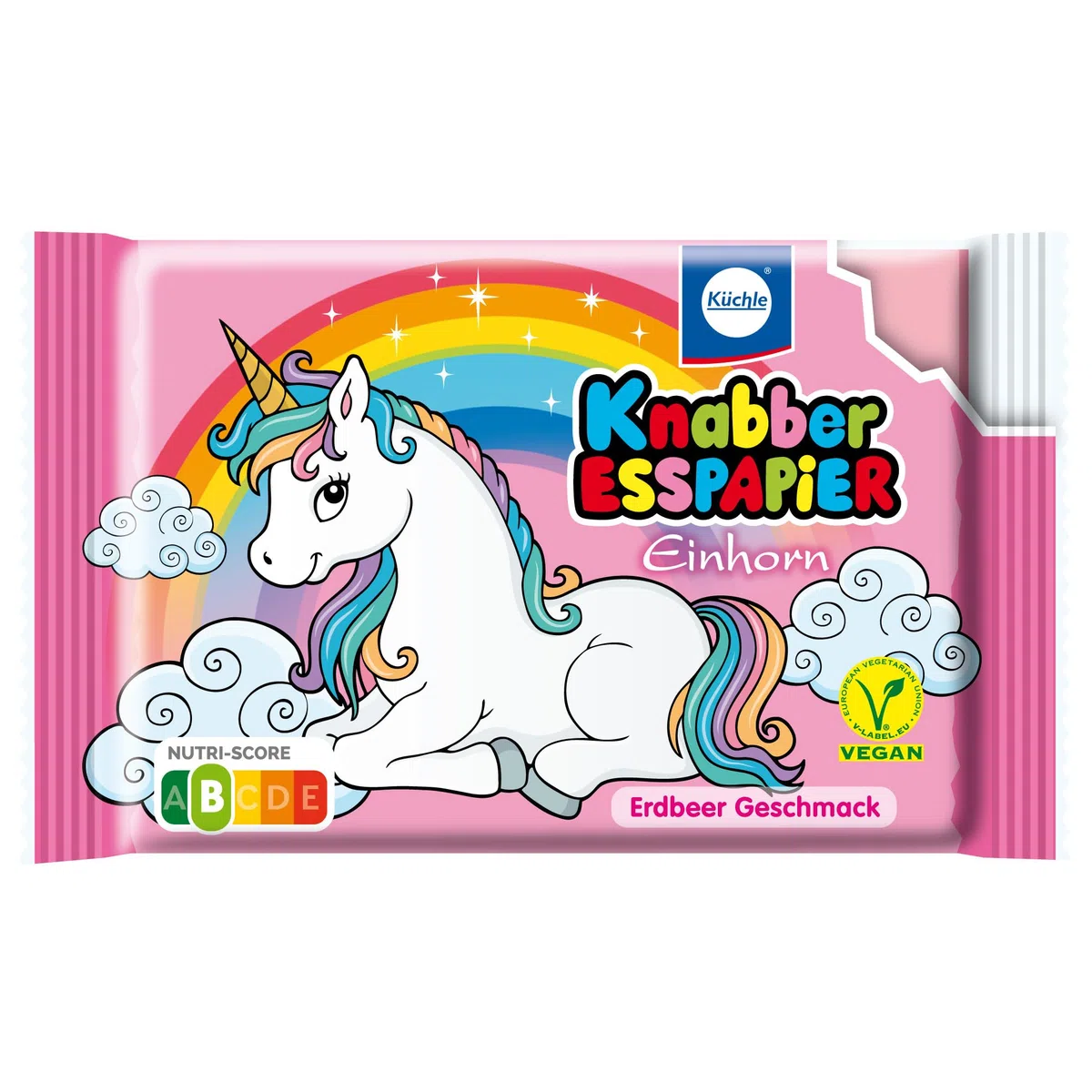Küchle Knabber-Esspapier Einhorn-Edition 25g im 25er Vorratspack | Buntes Esspapier im Einhorn Traum | Knabber Spaß für Einhorn Fans | Kinder-Oblaten | Vegan | 25 x 25g