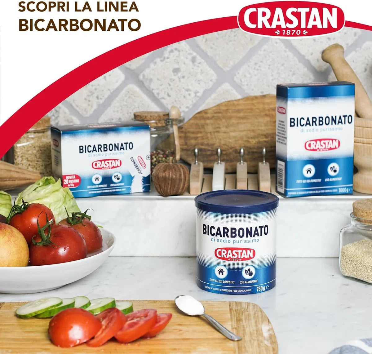 Italian Gourmet Bundle Natron/Natriumbicarbonat 3x 750g + Italian Gourmet Polpa Gratis – Reines Bicarbonat für Küche, Backen, Haushalt, Reinigung, Gerüche, Lebensmittelanwendung & Vorrat 2,25kg