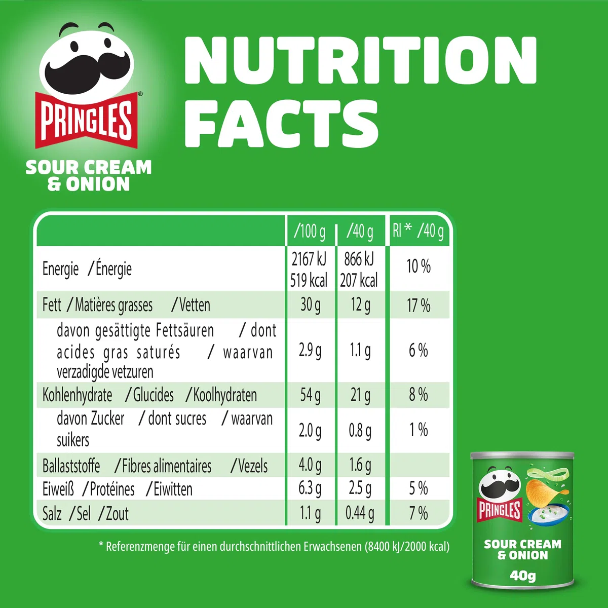 Pringles Sour Cream & Onion (2x 12x 40 g) – der unwiderstehliche Snack-Klassiker in der praktischen Dose – knackige Chips mit - und Zwiebel-Geschmack – Pop. Play. Eat.