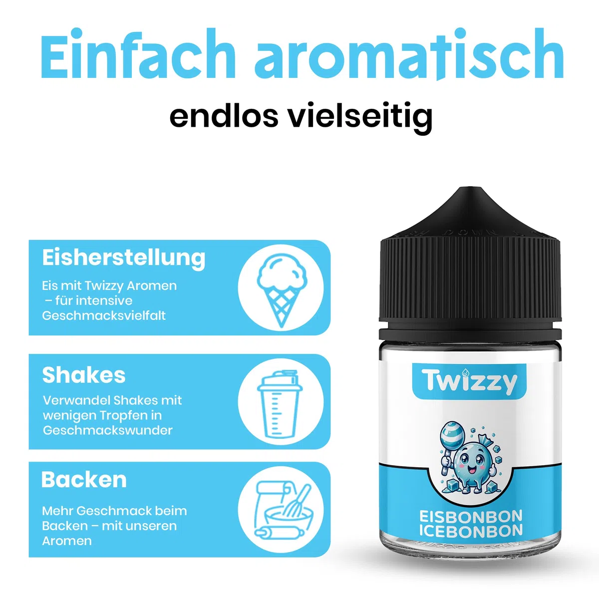 Twizzy Eisbonbon Lebensmittelaroma 60ml - Konzentrat für Backen, Desserts & Getränke
