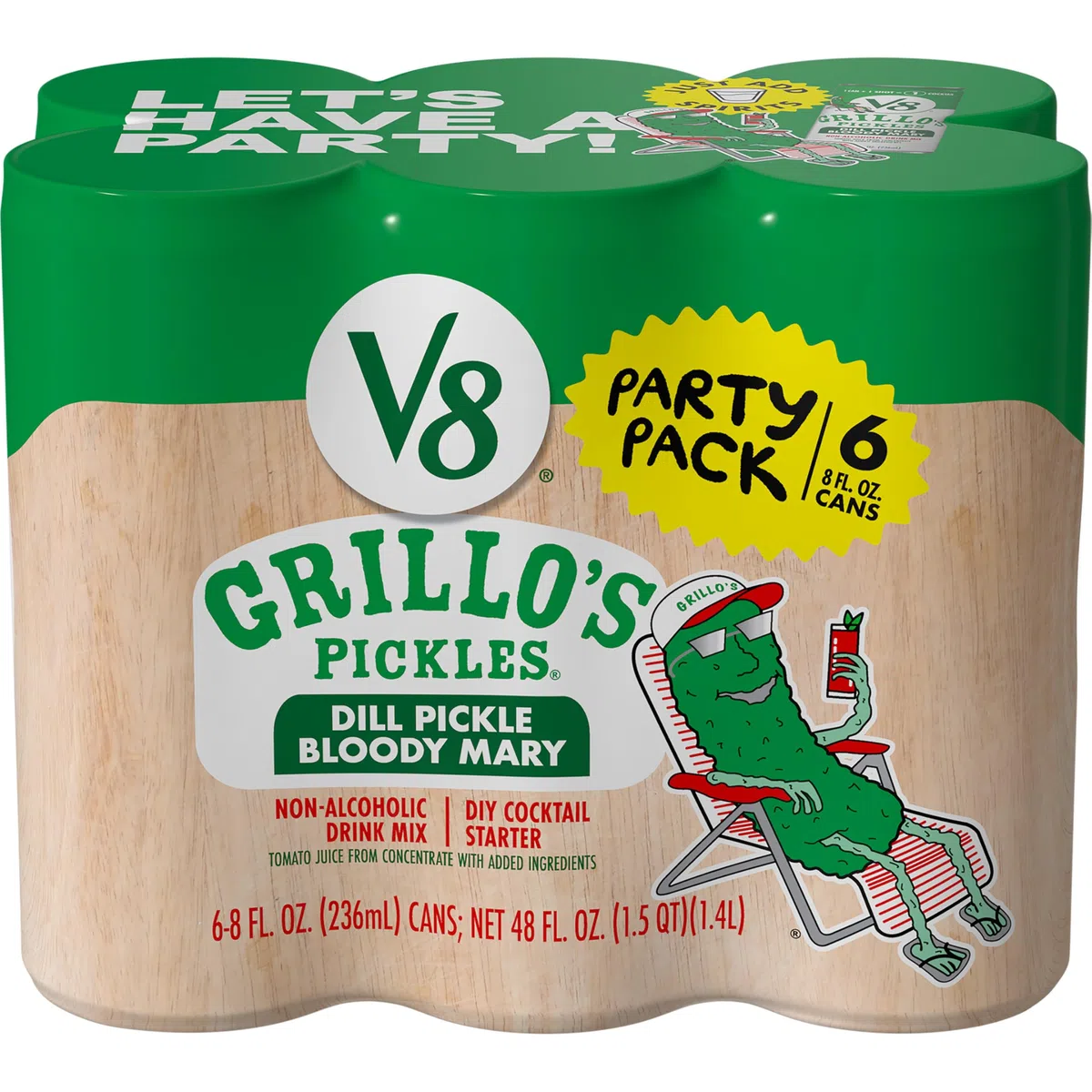 V8 Grillo's Pickles Dill Pickle Bloody Mary Mix, 236 ml Dose (6 Stück)
