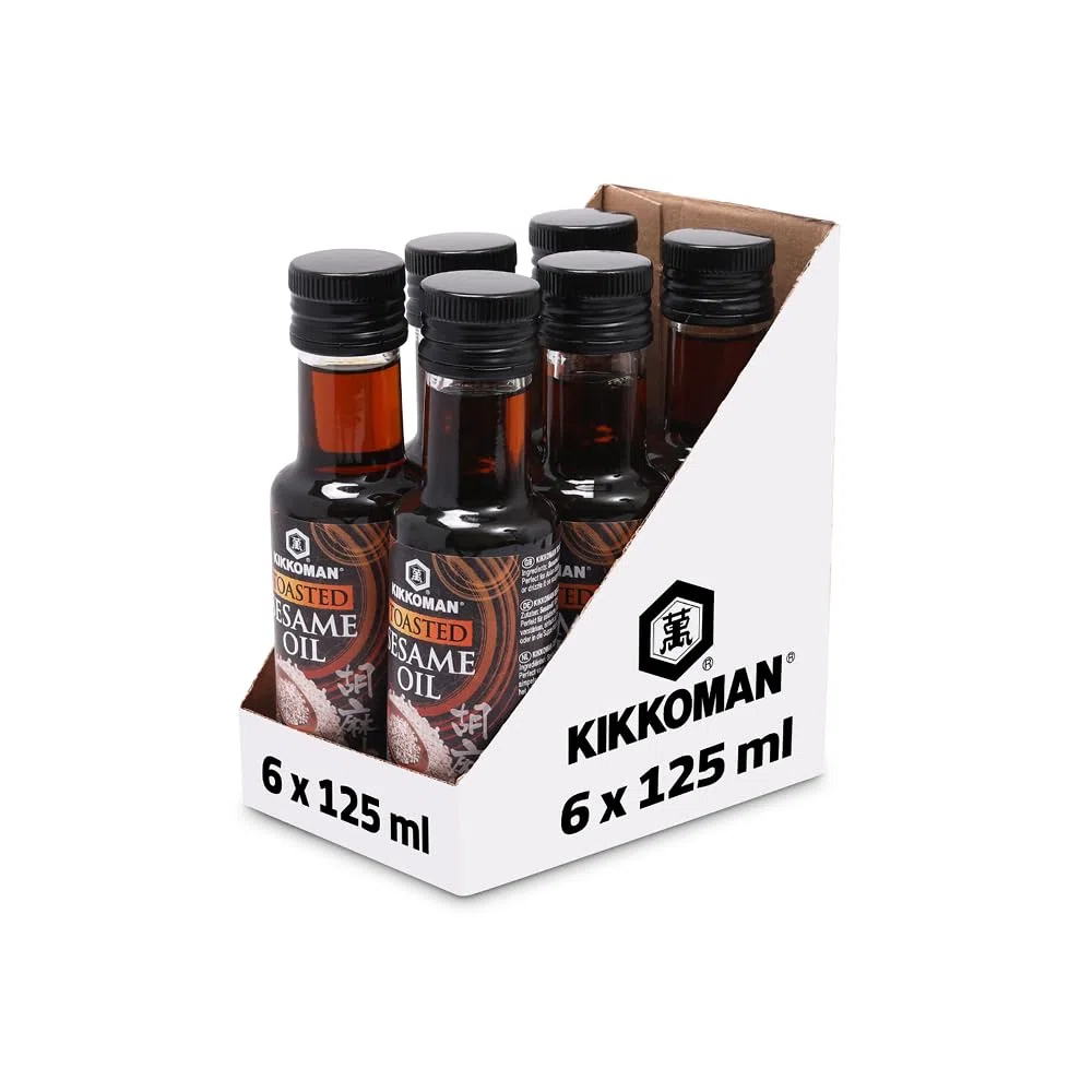 Kikkoman Japanisches geröstetes Sesamöl zum Würzen und für Dressings – 6 x 125 ml