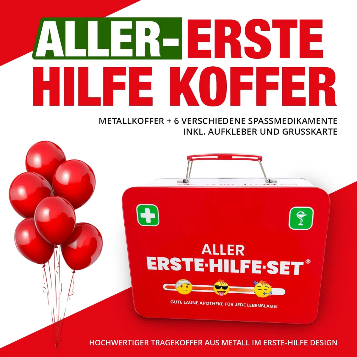 Lustiges Aller-Erste-Hilfe Geschenkset – Humorvolle Geschenkbox zum Geburtstag mit leckerem Gute-Laune Inhalt – Geschenkidee für Freunde & Familie (40. Geburtstag)