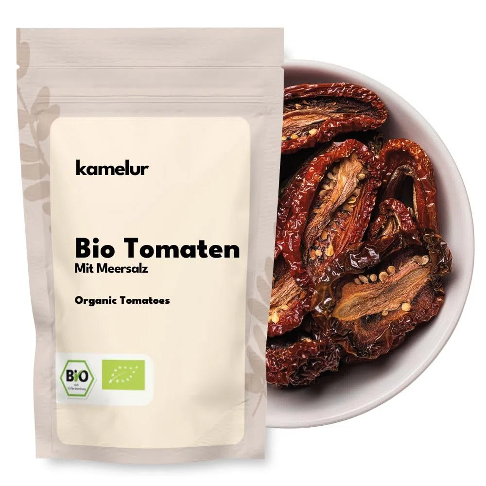 Kamelur Bio getrocknete Tomaten - 1kg - Sonnengetrocknete Tomaten mit Meersalz verfeinert