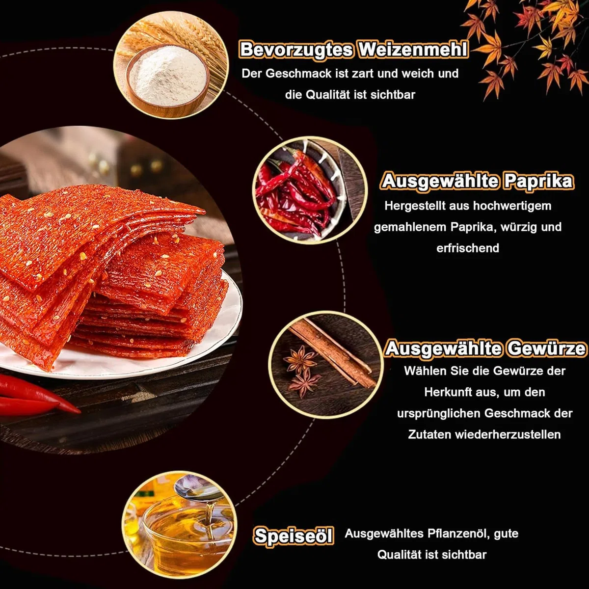 Latiao,Chinesische Snacks,Wurzig Gewurzte Snacks, 70g wurzige Streifen,Lassiger Snack,Duftendes scharf, Individuelles Paket (6 Packungen)