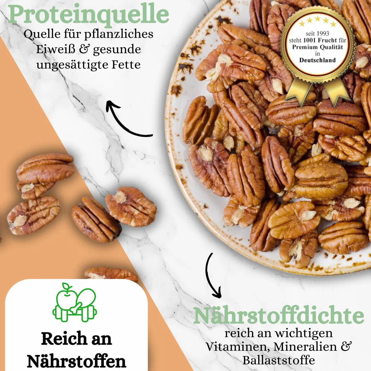 1001 Frucht Pekannüsse Karamellisiert - Knusprige Nüsse Mit Natürlichem Karamellüberzug (500g)