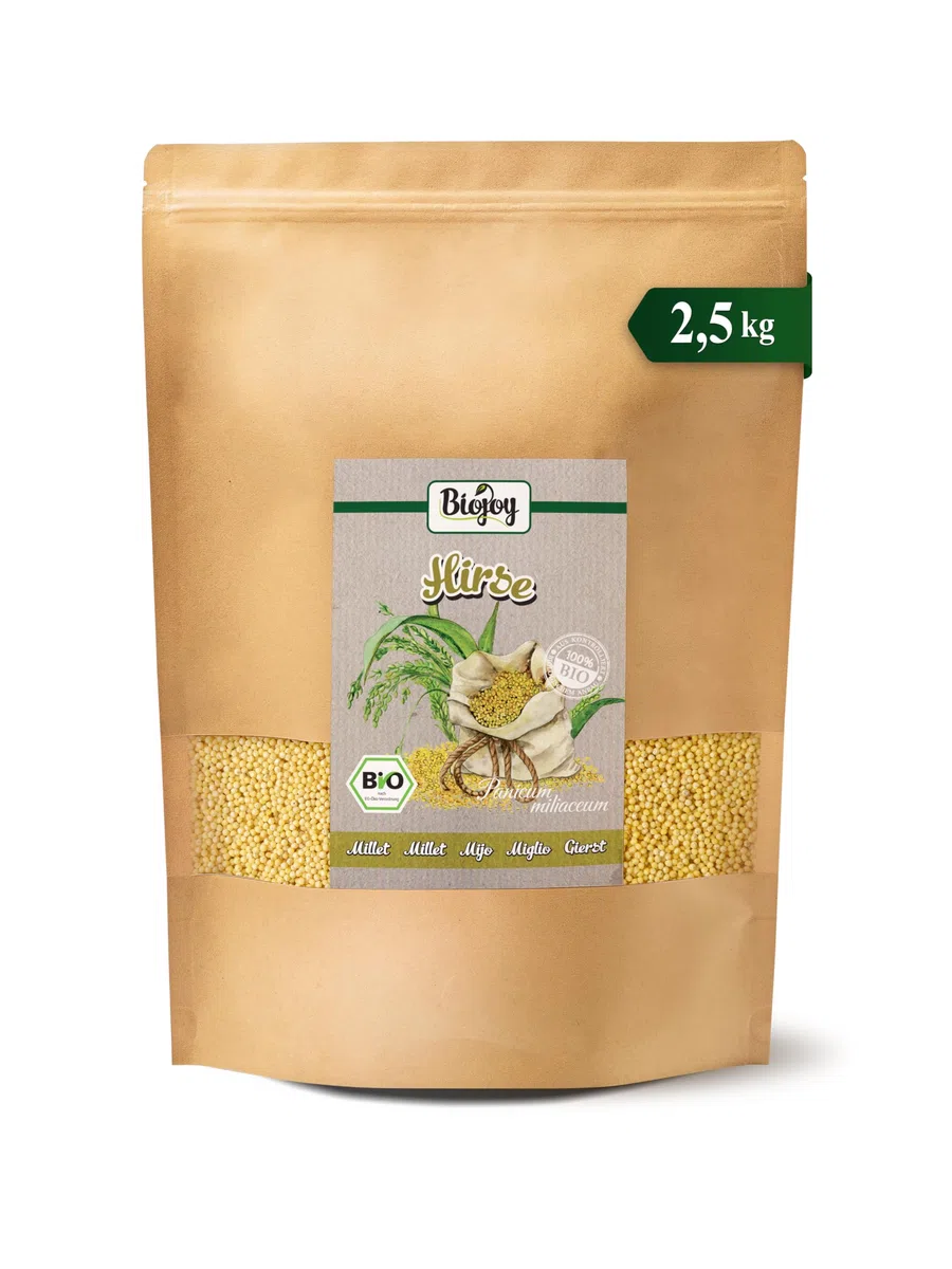 Biojoy BIO-Hirse (2,5 kg), ganzes Korn, Goldhirse ohne Zusätze
