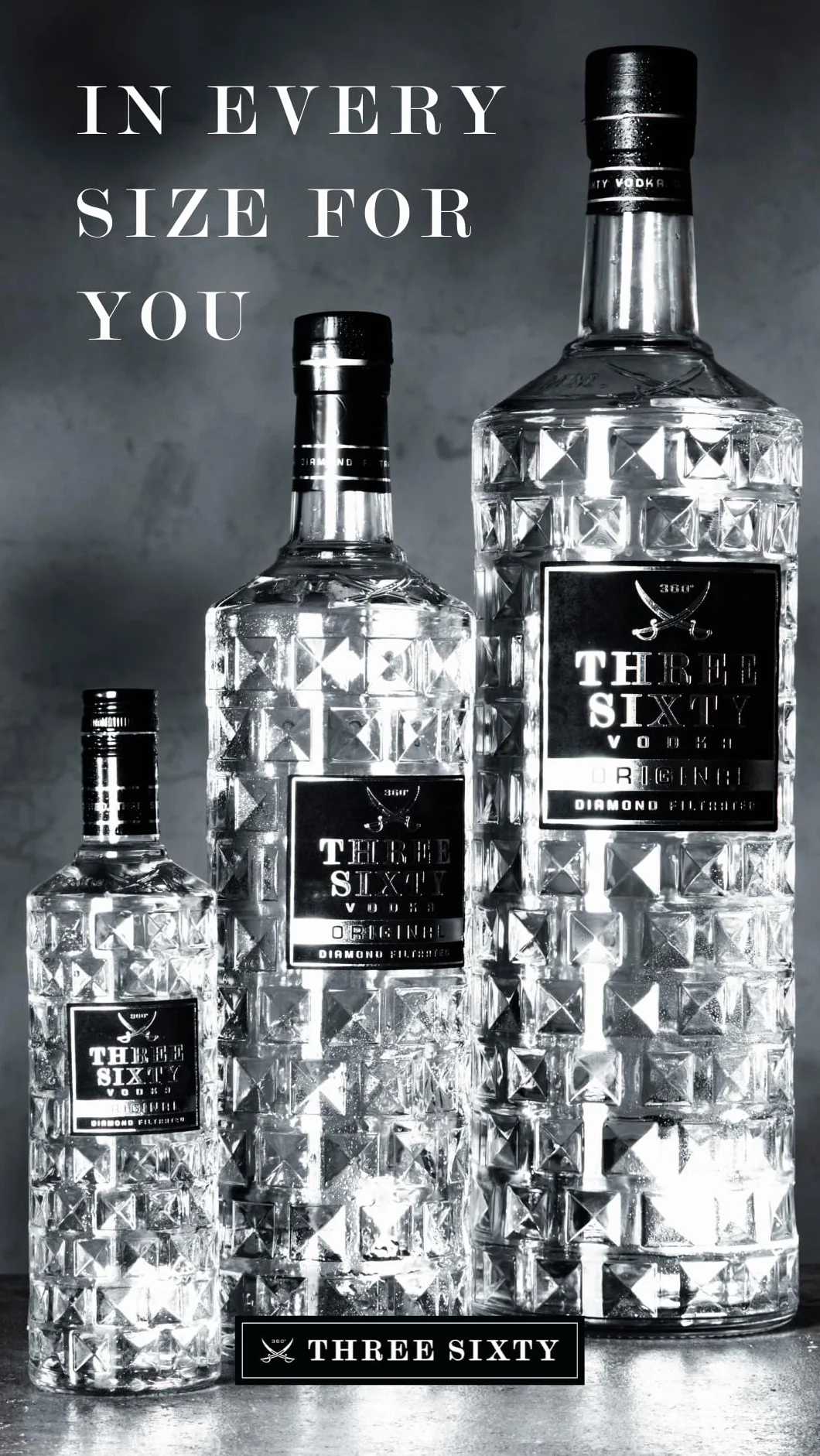 THREE SIXTY VODKA – ORIGINAL I 1l I Diamond filtrated Vodka I In der einzigartigen Facettenschliff-Flasche I 37,5 % vol.