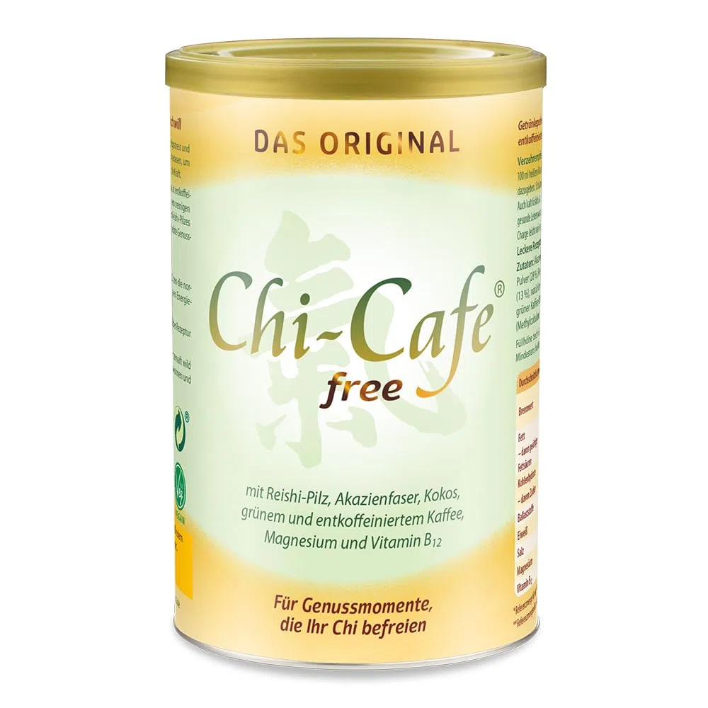 Chi-Cafe free 250 g | Pilzkaffee | Getränkepulver mit grünem & entkoffeiniertem Kaffee, Reishi-Pilz, Ballaststoffen, Kokos, Magnesium & Vitamin B12 | Mushroom Coffee | Decaf | vegan | 50 Tassen