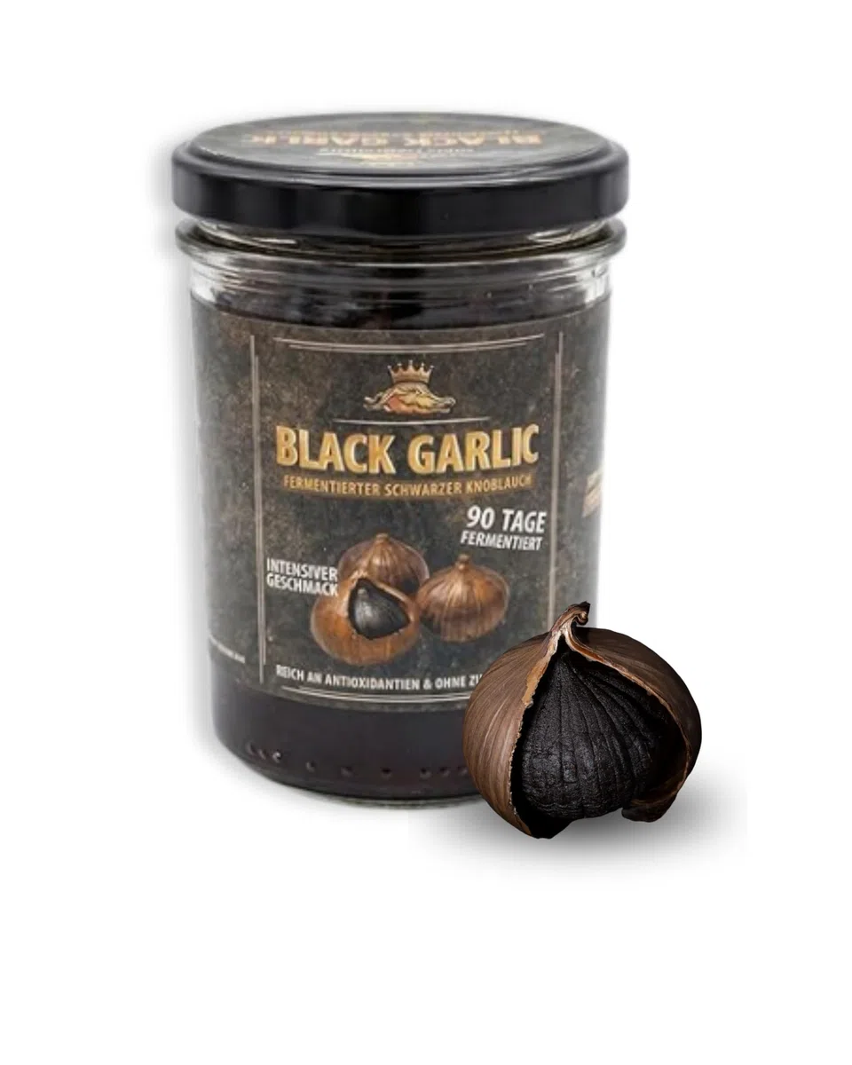 King Crocodile Schwarzer Knoblauch fermentiert 150g I Black Garlic Delikatesse I Gourmet Feinkost mit mildem, süßlichem Geschmack & ohne Mundgeruch I 100% vegan & ohne künstliche Zusätze