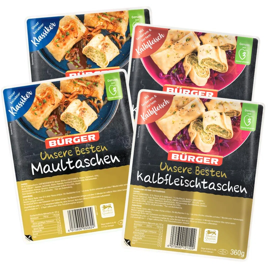 BÜRGER „Unsere Besten vereint“ – Schwäbisches Maultaschen-Set mit Klassik & Kalbsmaultaschen, herzhaft & traditionell