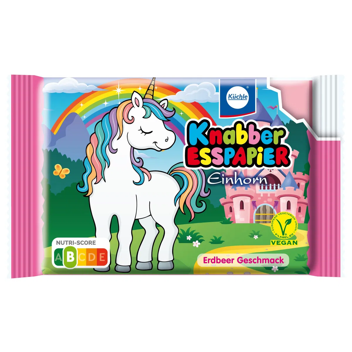 Küchle Knabber-Esspapier Einhorn-Edition 25g im 25er Vorratspack | Buntes Esspapier im Einhorn Traum | Knabber Spaß für Einhorn Fans | Kinder-Oblaten | Vegan | 25 x 25g
