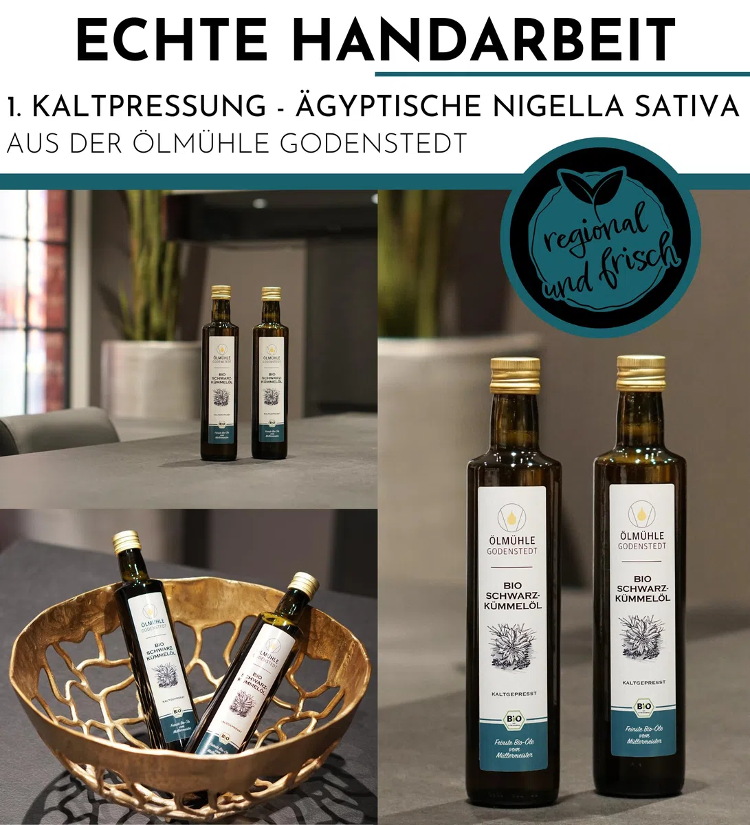 Bio Schwarzkümmelöl ungefiltert, hoher Thymochinon Gehalt, 2 x 500ml | hoher Thymochinon Gehalt