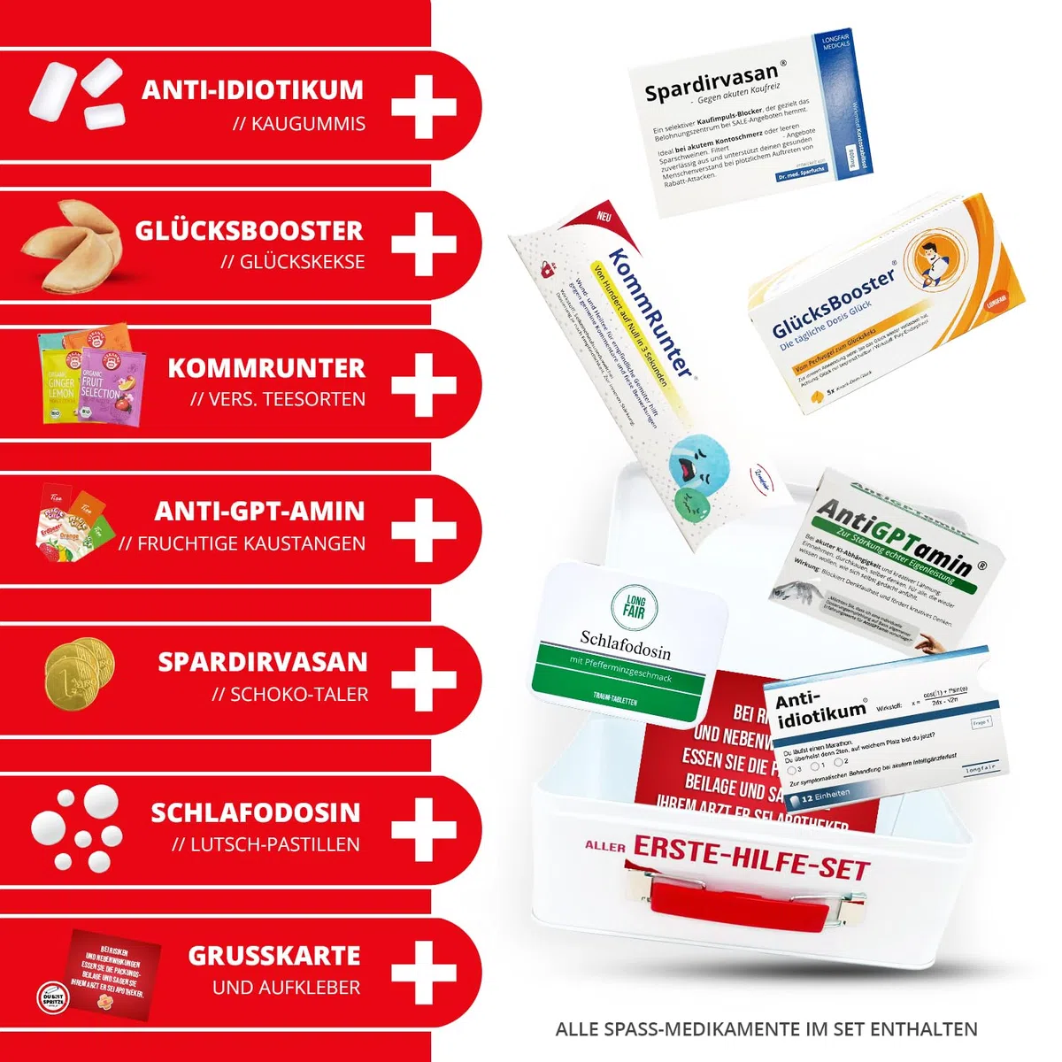 Lustiges Aller-Erste-Hilfe Geschenkset – Humorvolle Geschenkbox zum Geburtstag mit leckerem Gute-Laune Inhalt – Geschenkidee für Freunde & Familie (40. Geburtstag)