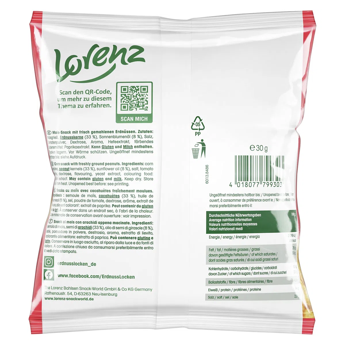LORENZ | Erdnußlocken Classic | 20 x 30 g | vegan