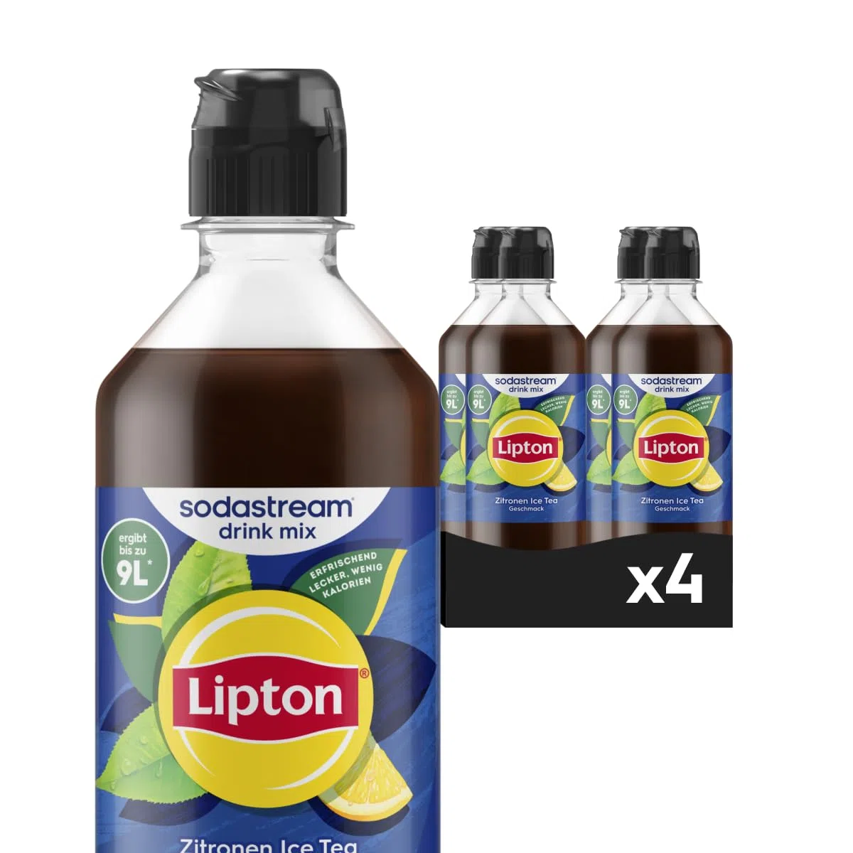 Sodastream drink mix Lipton Zitronen Ice Tea – Sirup für gesprudeltes & stilles Wasser, 4er Pack (4 x 440 ml), ergibt bis zu 9L Fertiggetränk