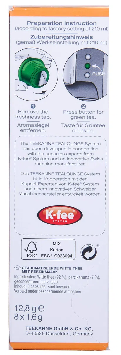 Teekanne Tealounge Kapseln - Pai Mu Tan Peach No. 501 Weißer Tee (3x8 Kapseln)