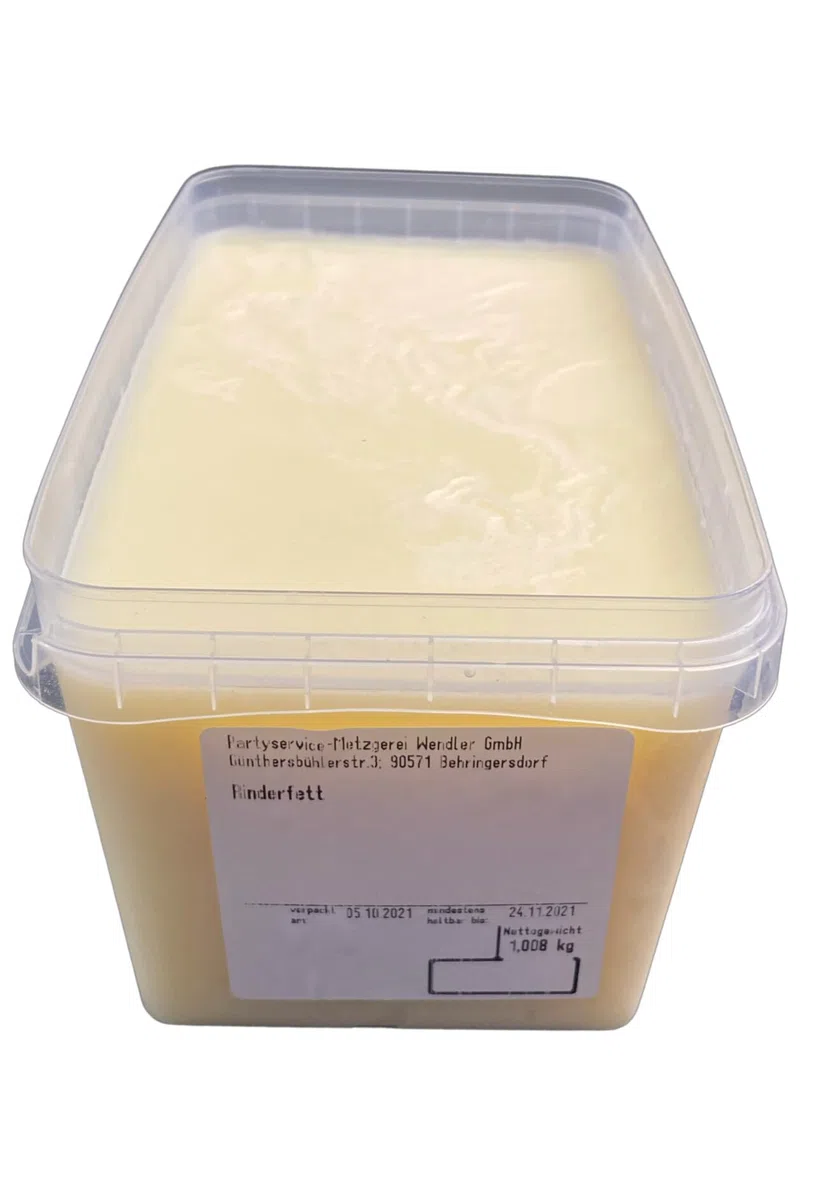 frisches Rinderfett/Rindertalg/Rinderschmalz/Tallow 1Kg hausgemacht in der fränkischen Handwerksmetzgerei