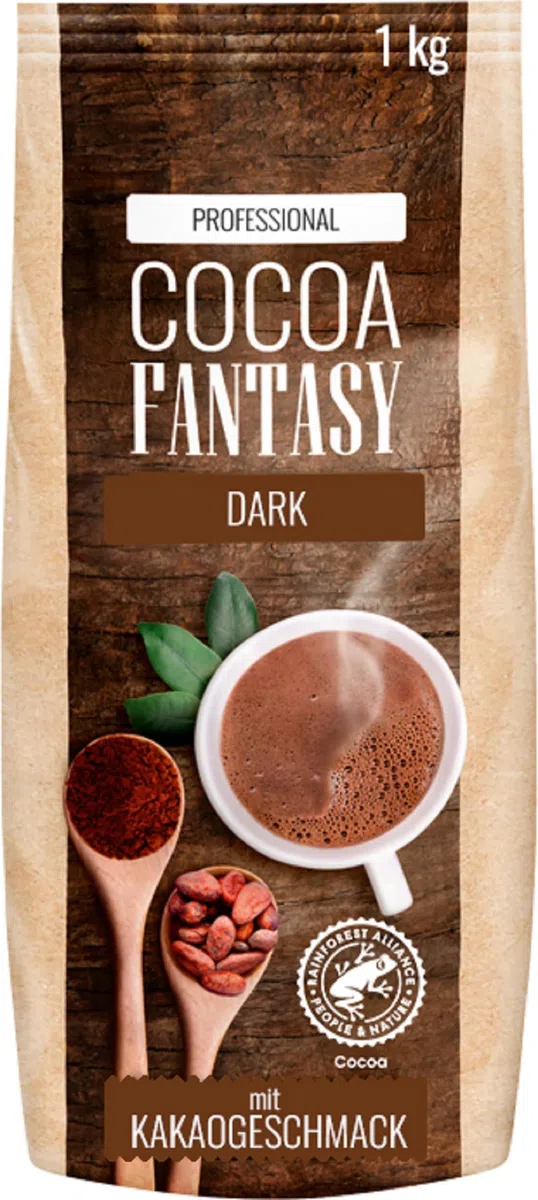 Cocoa Fantasy Dark dunkle Trinkschokolade, Kakaopulver für heiße Schokolade, 30% Kakaoanteil, 1 kg