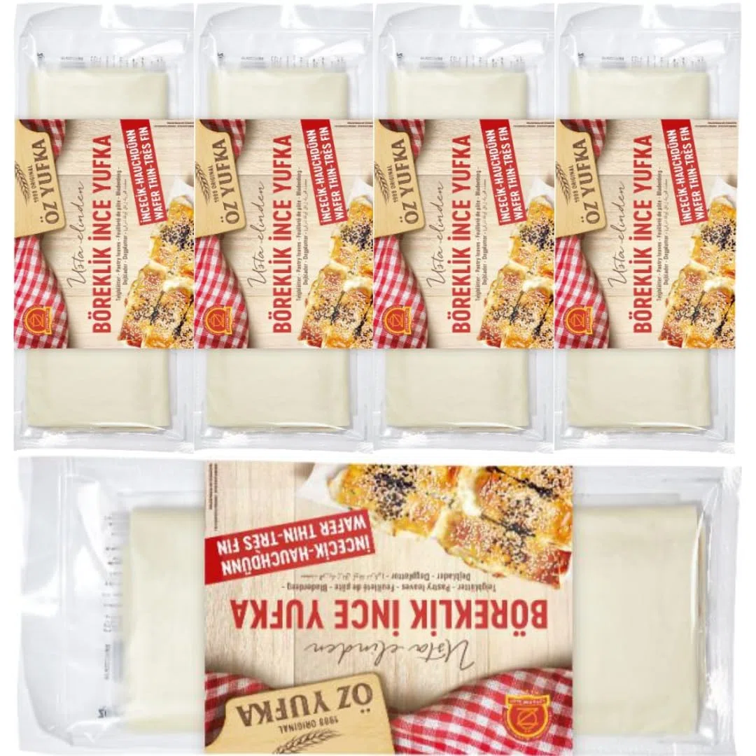 Öz Yufka Filo-Teigblätter für Baklava Teigblätter Täglich frischer Teig - Frisches Gebäck, Filoteig 700 Gramm x 5 Packungen mit Pufai Grocery