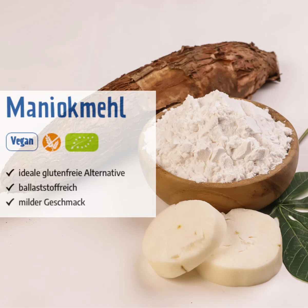 Govinda Bio Maniokmehl (2x450g) | Gluten- & Getreidefrei | 1:1 Weizenmehl-Ersatz | Fein Gemahlen | Ballaststoffreich | Ideal zum Backen & Kochen | DE-ÖKO-005