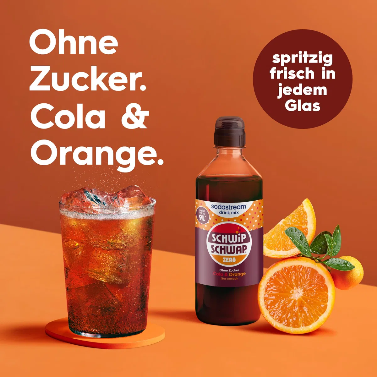 SodaStream drink mix Schwip Schwap Zero · Cola-Orange Getränkesirup ohne Zucker für Wassersprudler · 4 x 440ml