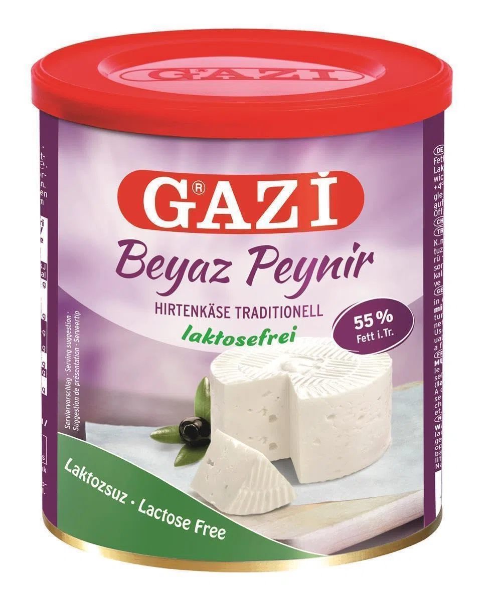 Gazi Hirtenkäse laktosefrei - 2x 500g Dose - Beyaz Peynir Rahmkäse frei von Laktose mit 55% Fett i.Tr., aus 100% Kuhmilch, Weichkäse ist bestens für Salate geeignet, äußerst weicher Geschmack