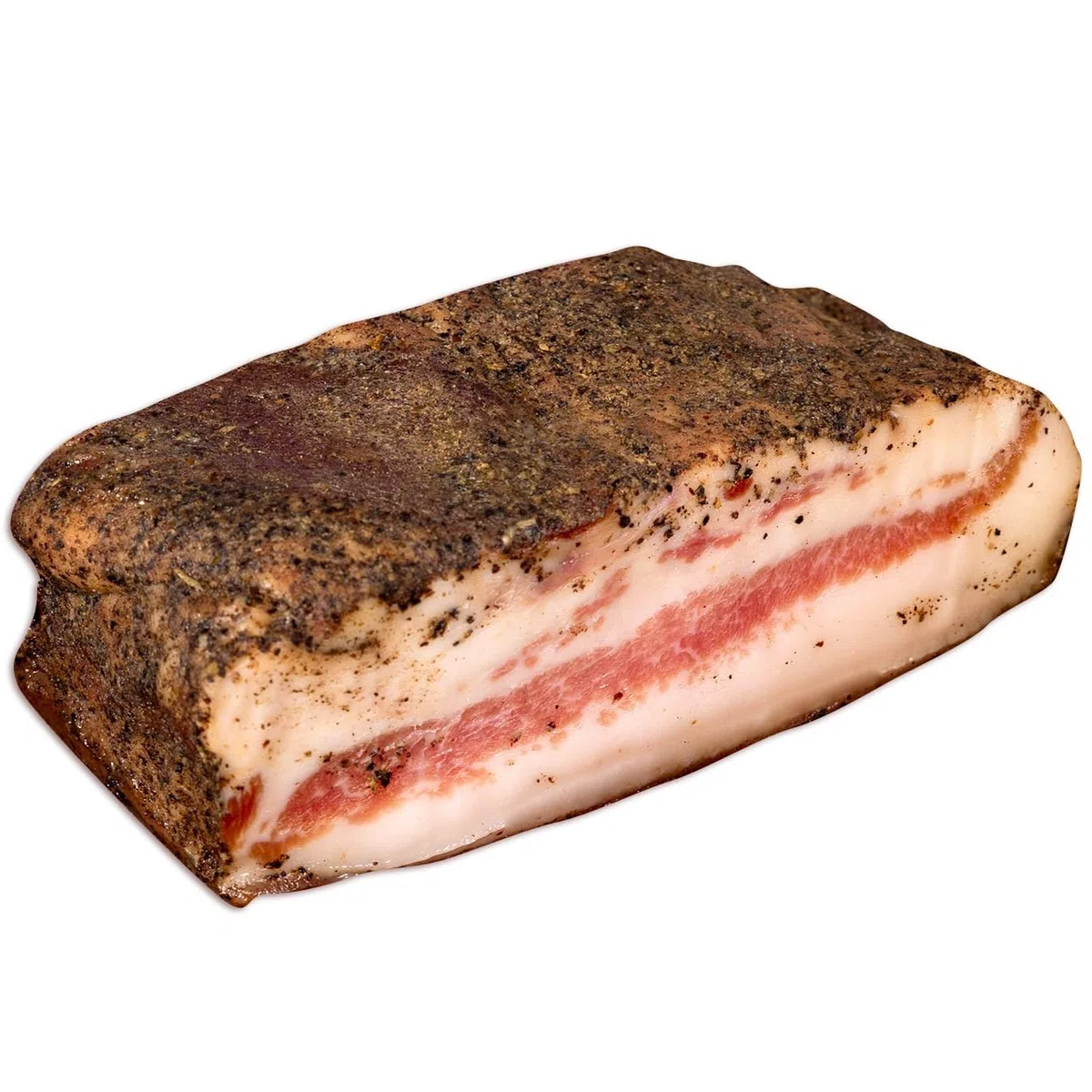 WURSTBARON® Guanciale Stagionato für Spaghetti Carbonara, getrocknet mit Pfeffer, Speck/Schweinebacke aus Italien (1x400g)