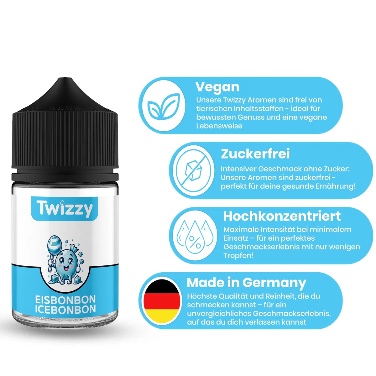 Twizzy Eisbonbon Lebensmittelaroma 60ml - Konzentrat für Backen, Desserts & Getränke