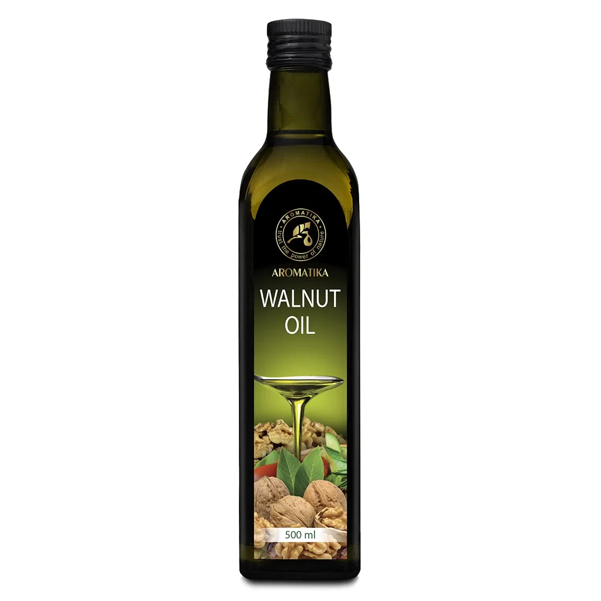 Walnussöl 500ml - Speiseöl zum Verzehr - Glasflasche - Vegan - Nativ - Gewürzöl - Salatöl - Gourmet Öl - Walnuss Öl zum Salaten, Speisen, Salatdressings