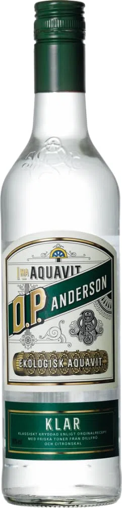 O.P. Anderson Klar Bio-Aquavit, 40% Vol., 70 cl | Feiner schwedischer Akvavit mit frischem Dill- und Zitrusgeschmack, Perfekt zu Fisch und Meeresfrüchten