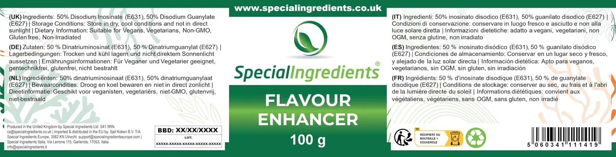 Special Ingredients Flavour Enhancer 100 g - Vegan Geschmacksverstärker für Saucen, Suppen & Marinaden, Pflanzlicher MSG-Ersatz, Glutenfrei, Nicht-GVO - Premium-Qualität