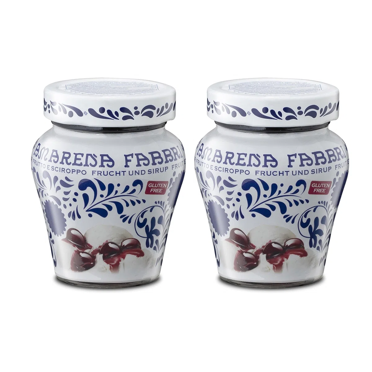 Food-United AMARENA-KIRSCHEN 2x230g | FABBRI 1905 | in Sirup | Halb-Kandiert | Amarene | Amarenakirschen aus Italien | fabbri amarena cherries | für Joghurt-Eis Dessert Topping Garnitur Cocktail (2)