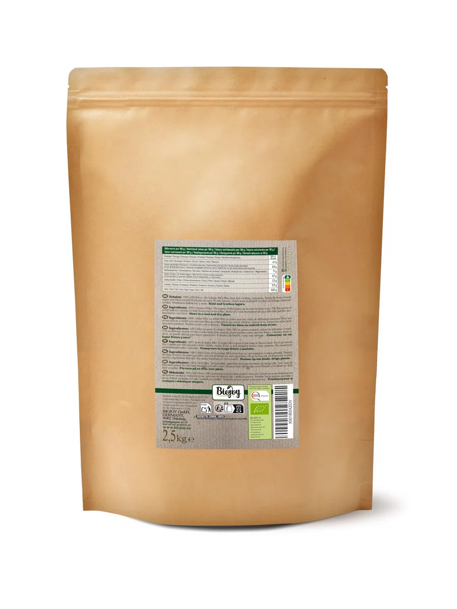 Biojoy BIO-Hirse (2,5 kg), ganzes Korn, Goldhirse ohne Zusätze