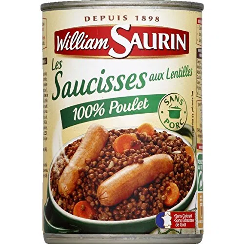 William Saurin Wurst mit Linsen, 100 % Huhn, 420 g