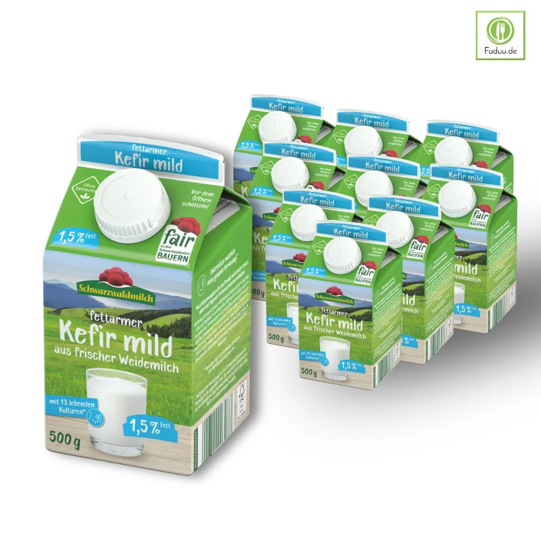 Schwarzwaldmilch - Weide fettarmer Kefir mild, 1,5%, 10 x 0,5L, natürliche Fermentation | powered by Fuduu.de