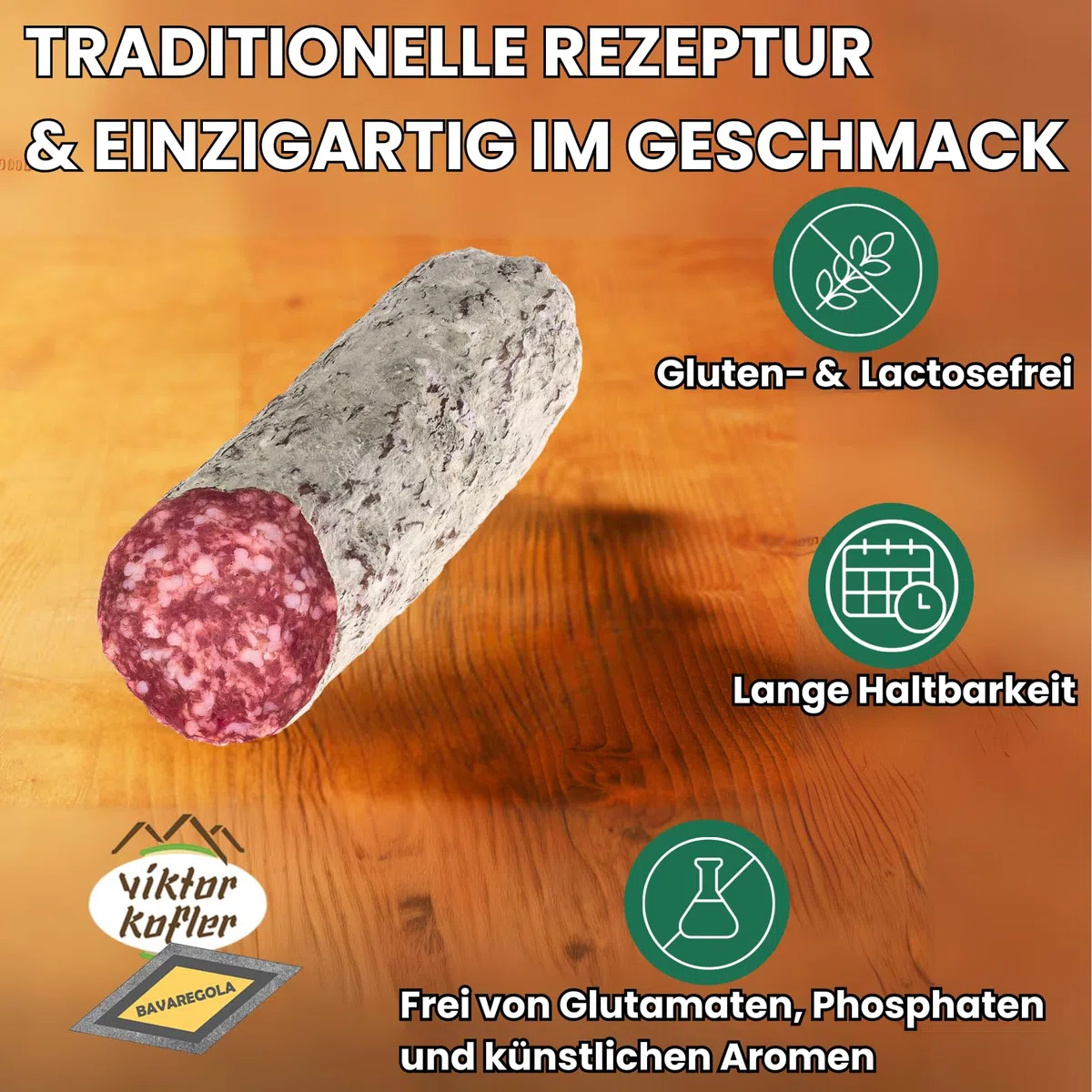 BAVAREGOLA Mailänder Salami 500g ungebunden im ganzen ca. 30cm - Original luftgetrocknete italienische Salami am Stück - Südtiroler Spezialität