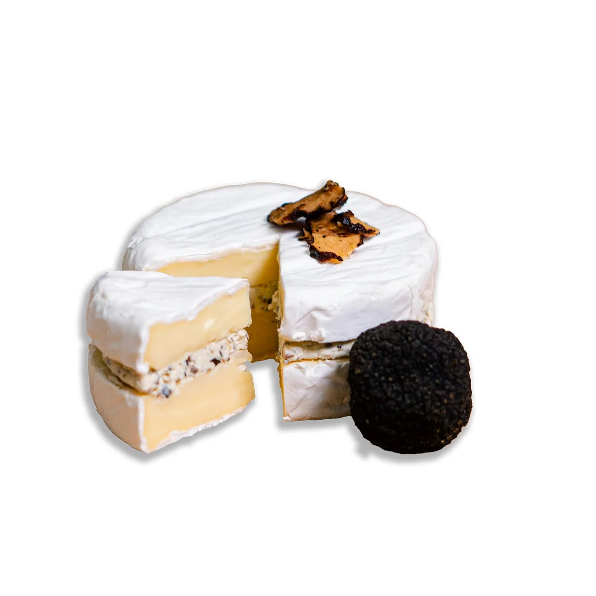 Die Trüffelmanufaktur - Feinkost Trüffelkäse mit 5% echtem schwarzem Trüffel, sahniges frisches Trüffel-Käse-Törtchen mit feiner Mascarpone Frischkäse-Trüffelfüllung, Gourmet Weichkäse 110 g