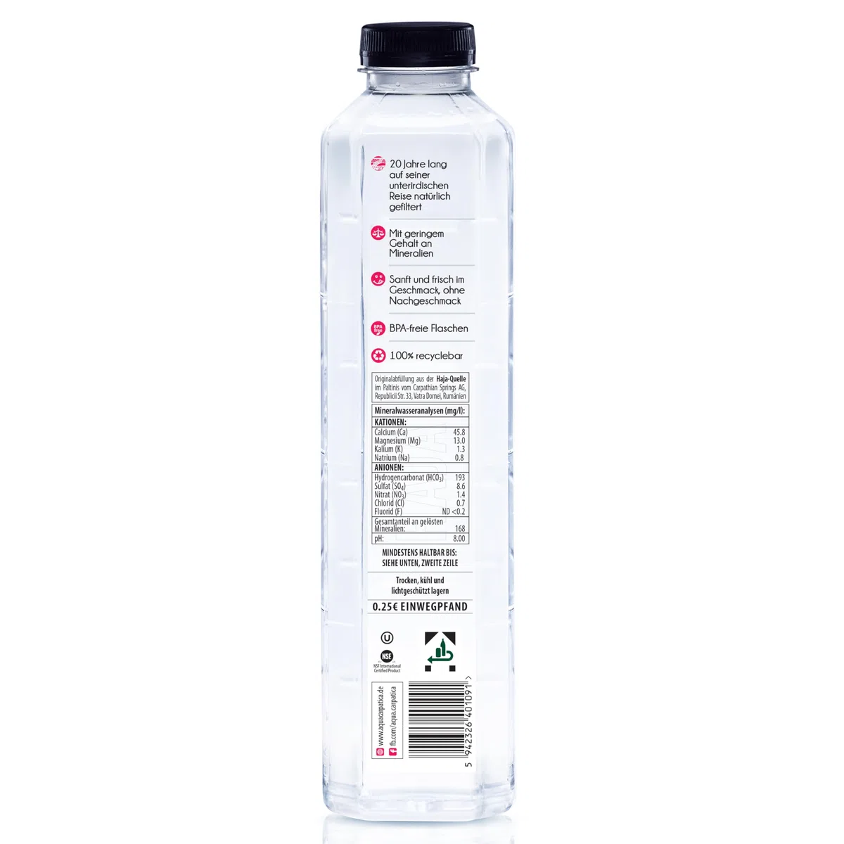 AQUA CARPATICA 1 L x 12 Still Water Premium Natürliches Mineralwasser, Mit Natürlichen Elektrolyten, 100% Recycelbar, BPA Frei, Perfekt für die Zubereitung von Babynahrung