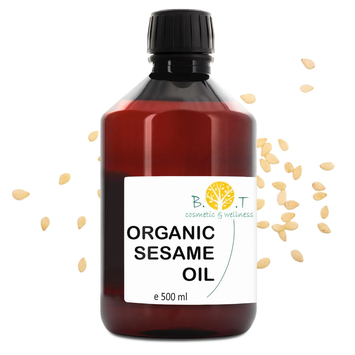 B.O.T cosmetic & wellness - Bio-Sesamöl 100% natürlich und kaltgepresst | Haut- und Haarpflege | Ayurveda Massageöl | Vielseitige Verwendung, Neutral, 500 ml 1er Pack