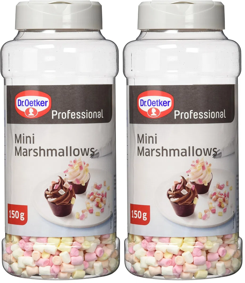 Dr. Oetker Professional Mini Marshmallows, 4 Farben, 1 x 150 g Dose, Glutenfrei (Packung mit 2)