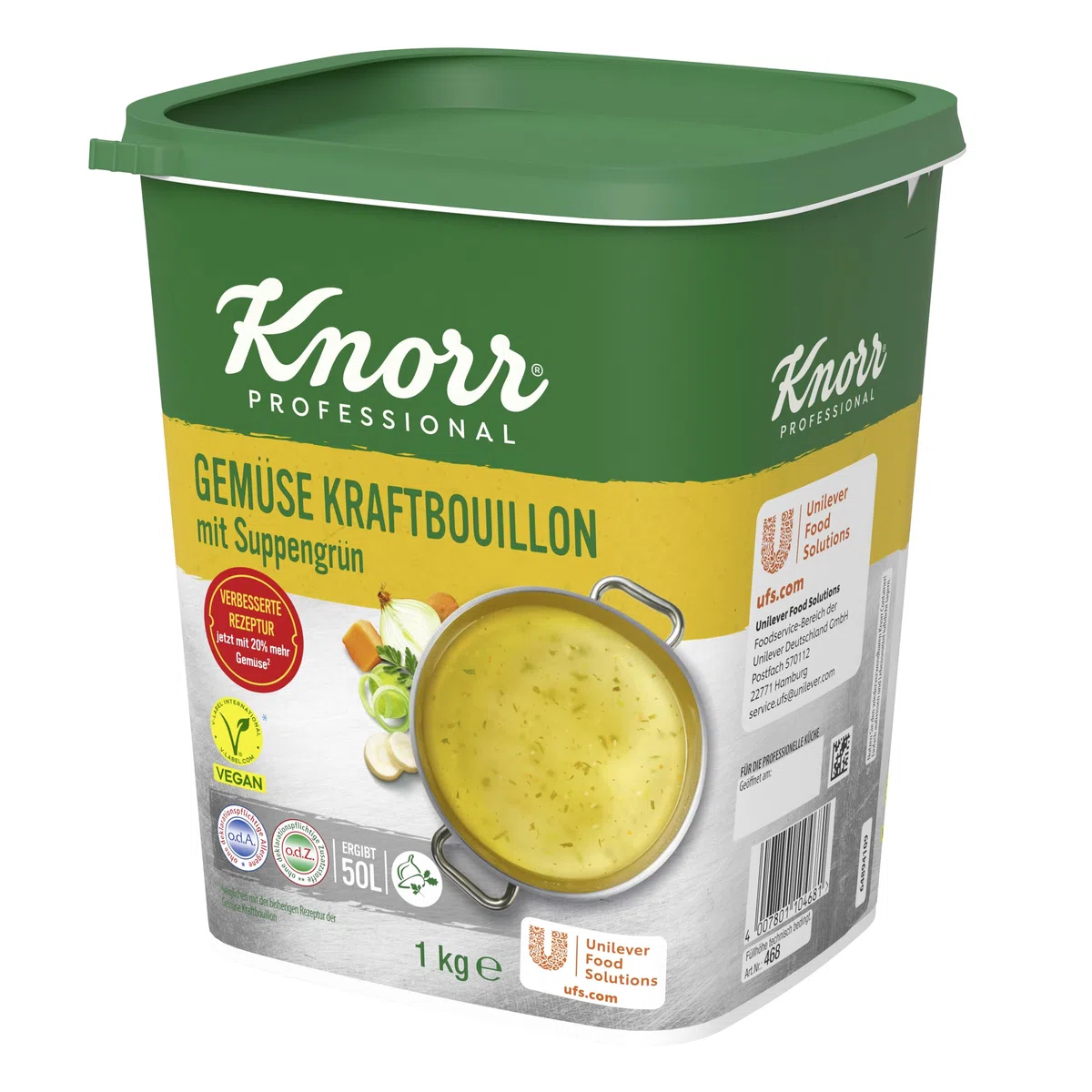 Knorr Gemüse Kraftbouillon (Gemüsebrühe mit Suppengrün, rein pflanzlich, vegan) 1er Pack (1 x 1 kg)