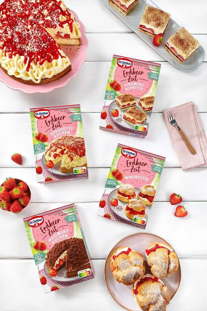 Dr. Oetker Erdbeer-Zeit Spaghetti-Kuchen Backmischung, 5er Pack (5 x 335g)