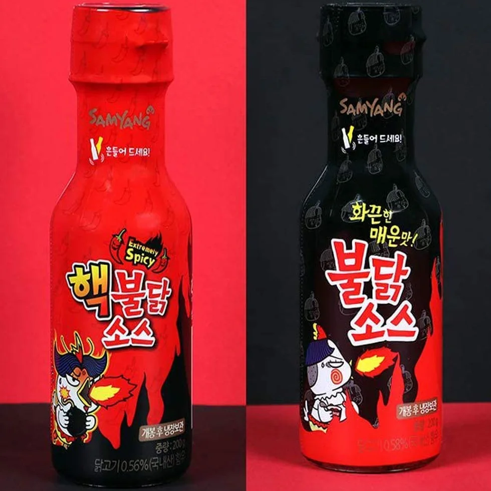 Amatec24 Samyang Sauce Set - Hot Sauce Spicy Chicken - Extrem scharfe Sauce - Korean Fire Noodle Challenge (2x 200g)