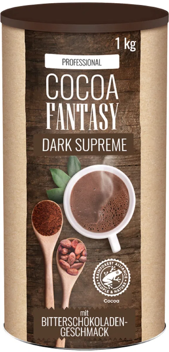 Cocoa Fantasy Dark Supreme dunkle Trinkschokolade, Kakaopulver für heiße Schokolade, 40% Kakaoanteil, 1 kg
